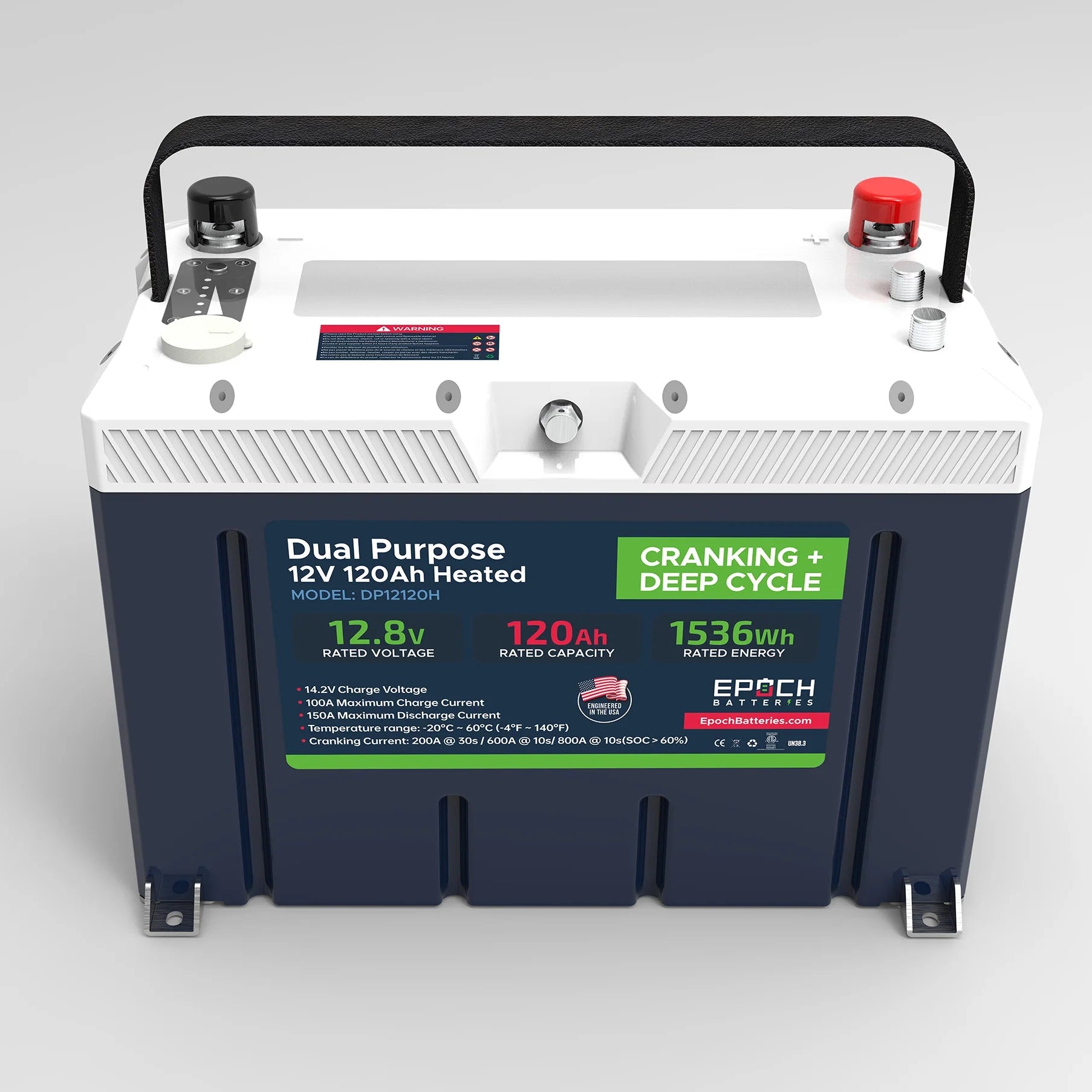 Epoch 12V 120Ah | Group 27 | Cranking & Deep Cycle Lithium Battery (Dual Purpose)