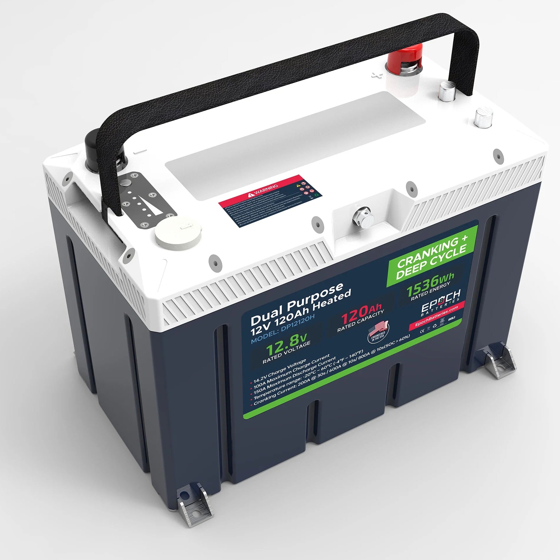 Epoch 12V 120Ah | Group 27 | Cranking & Deep Cycle Lithium Battery (Dual Purpose)
