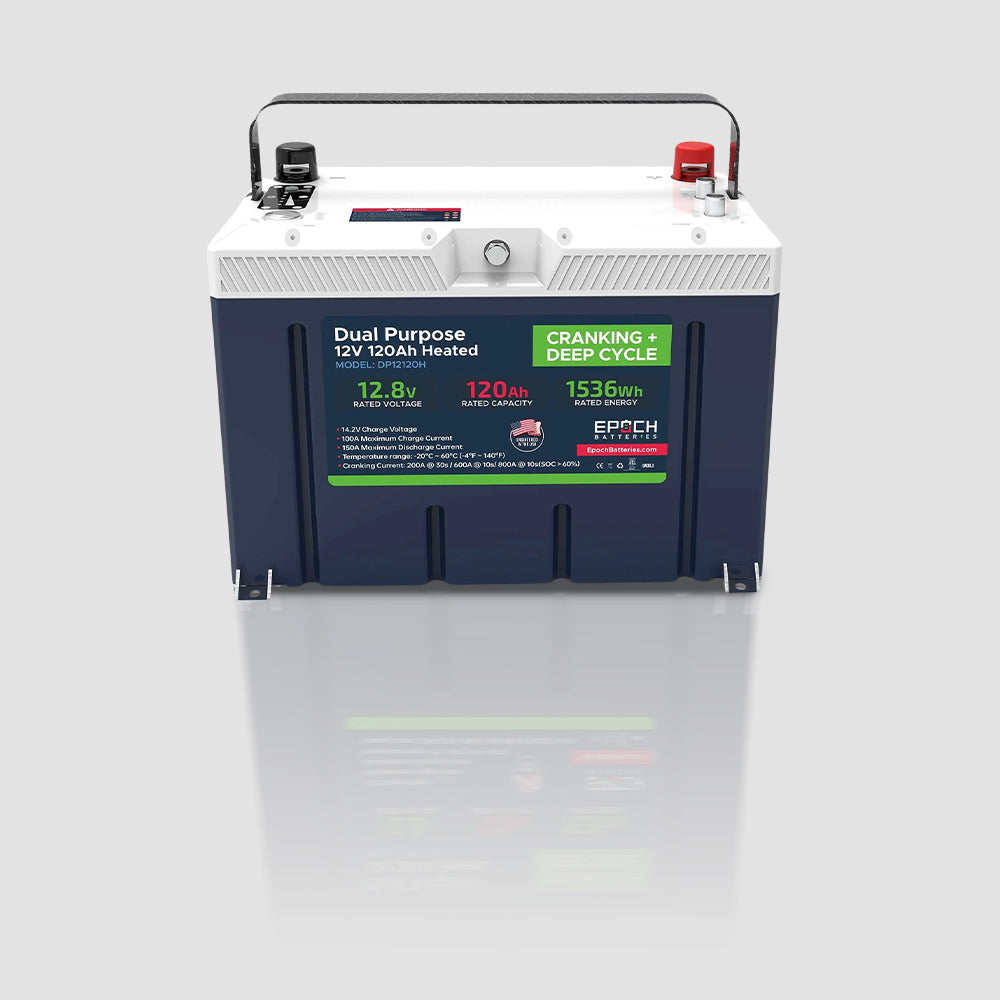 Epoch 12V 120Ah | Group 27 | Cranking & Deep Cycle Lithium Battery (Dual Purpose)